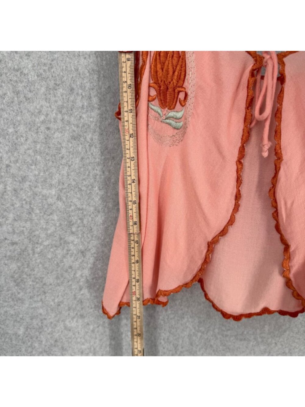 Free People Womens Love Me Two Times Tie Front Top Size M Pink Embroidered Boho - Picture 12 of 13